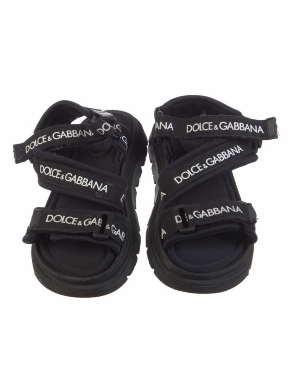 Dolce & Gabbana Kids Black Logo Velcro Sandals
